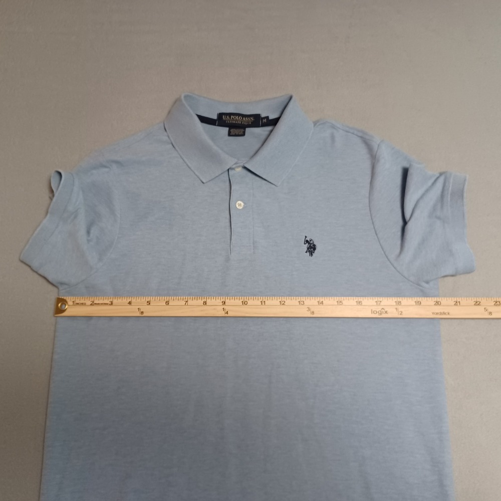 US Polo Assn Mens Ultimate Pique‎ Polo Shirt Light Blue Heather Size M 11879929 - Picture 5 of 12